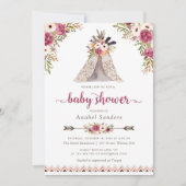 Bloemen Boho Teepee Chic Arrows Tribal Baby shower Kaart (Voorkant)