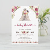 Bloemen Boho Teepee Chic Arrows Tribal Baby shower Kaart (Staand voorkant)