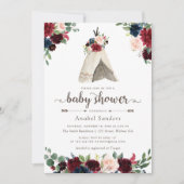 Bloemen Boho Teepee Chic Arrows Tribal Baby shower Kaart (Voorkant)