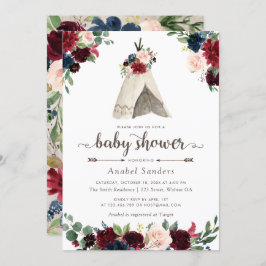 Bloemen Boho Teepee Chic Arrows Tribal Baby shower Kaart