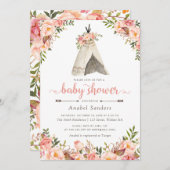 Bloemen Boho Teepee Chic Arrows Tribal Baby shower Kaart (Voorkant / Achterkant)