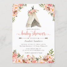 Bloemen Boho Teepee Chic Arrows Tribal Baby shower
