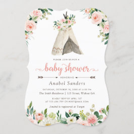 Bloemen Boho Teepee Chic Arrows Tribal Baby shower Kaart