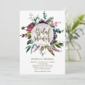 Bloemen Boho Veren Bruids Douche Uitnodiging (Staand voorkant)