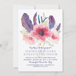  Bloemen Boho Waterverf Bruiloft Kaart