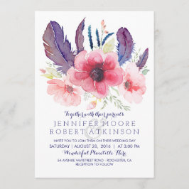Bloemen Boho Waterverf Bruiloft Kaart