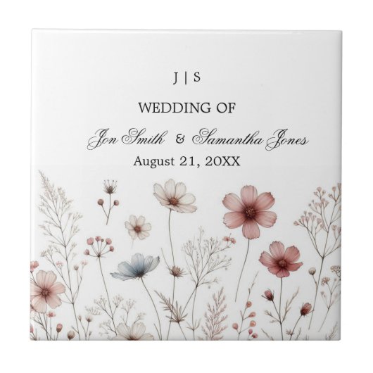 Bloemen boho zomer eenvoudig tegeltje (Voorkant)