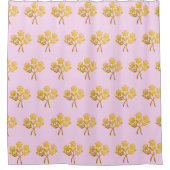  Bloemen Bord Roze Faux Gold Flowers Rozen Douchegordijn (Voorkant)