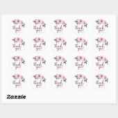 Bloemen bordeaux paarse glitter dank u ronde sticker (Vel)