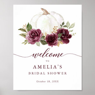 Bloemen Bordeaux Pompoen Bruiloft Welkom Bord Poster