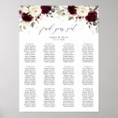 Bloemen Bordeaux Wit Goud Trouw Zittijd Chart Poster (Voorkant)