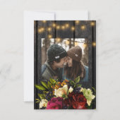 Bloemen bordeauxhout FOTO save the date bruiloft (Achterkant)