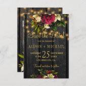 Bloemen bordeauxhout FOTO save the date bruiloft (Voorkant / Achterkant)