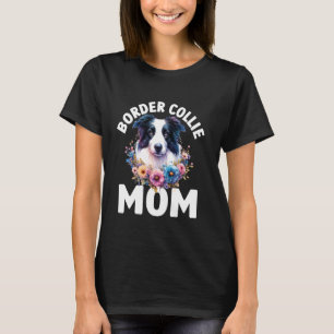 Bloemen Border Collie Mama waterverf Hond Moeder T-shirt