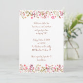 Bloemen Border Roze Tuin Handgeschreven bruiloft Kaart (Staand voorkant)