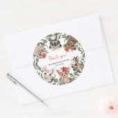 Bloemen bosdieren bos meisje baby shower ronde sticker (Envelop)
