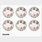 Bloemen bosdieren bos meisje baby shower ronde sticker (Vel)