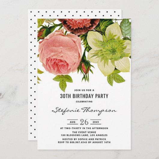  Bloemen Botanisch 30ste Verjaardagsfeest Kaart (Voorkant / Achterkant)