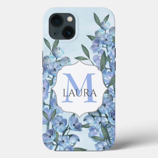 Bloemen Botanisch Blauw Delphinium Elegant Eenvoud Case-Mate iPhone Case (Achterkant)