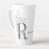 Bloemen Botanisch Monogram "R" Aangepaste tekst El Latte Mok (Linkerhoek)