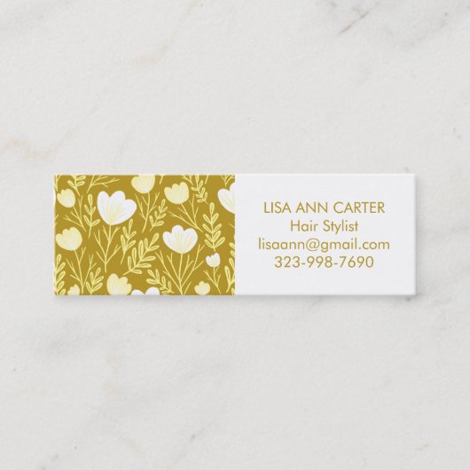 Bloemen Botanisch Patroon Gouden Neutrals Mini Visitekaartje (Voorkant)