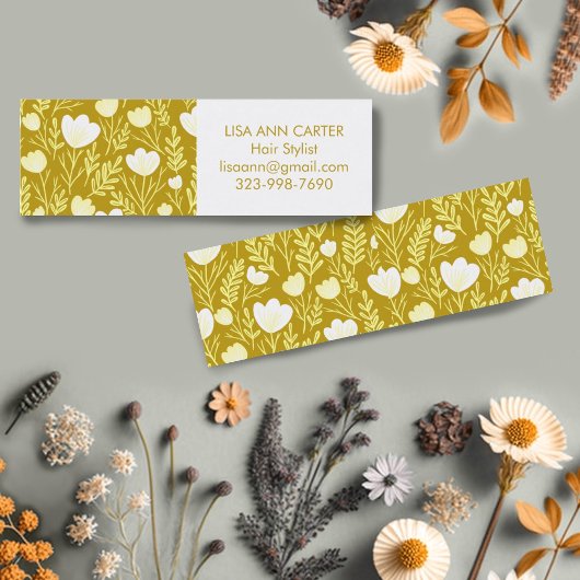 Bloemen Botanisch Patroon Gouden Neutrals Mini Visitekaartje