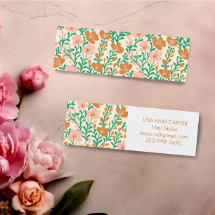 Bloemen Botanisch Patroon Roze en Groen Mini Visitekaartje