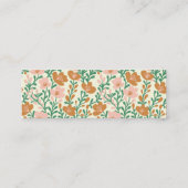 Bloemen Botanisch Patroon  Roze en Groen Mini Visitekaartje (Achterkant)
