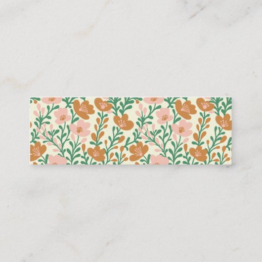 Bloemen Botanisch Patroon  Roze en Groen Mini Visitekaartje (Achterkant)