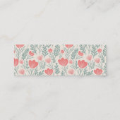 Bloemen Botanisch Patroon Zacht Roze en Groen Mini Visitekaartje (Achterkant)