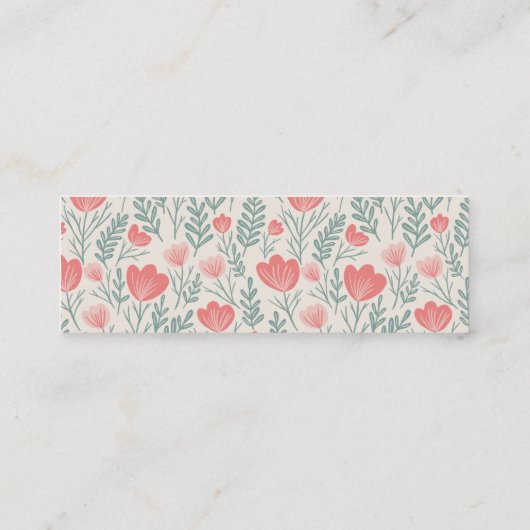 Bloemen Botanisch Patroon Zacht Roze en Groen Mini Visitekaartje (Achterkant)