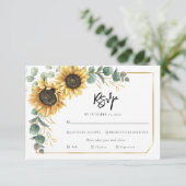 Bloemen Botanisch Script Zonnebloem Bruiloft RSVP Kaartje (Staand voorkant)
