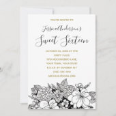 Bloemen Botanisch Zwart Wit Goud Zoet 16 Kaart (Voorkant)