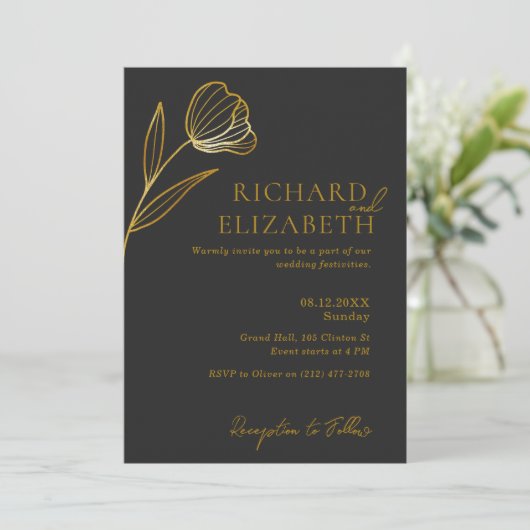 Bloemen Botanische Boho minimale bruiloft Kaart (Staand voorkant)