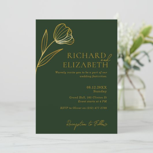 Bloemen Botanische Boho minimale bruiloft Kaart (Staand voorkant)