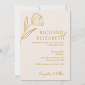 Bloemen Botanische Boho minimale bruiloft Kaart (Voorkant)