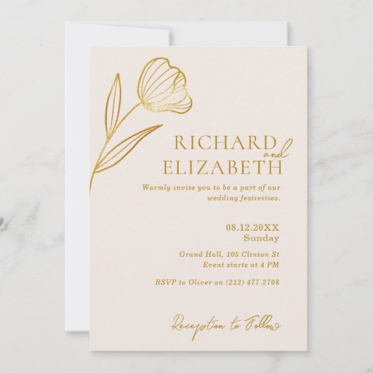 Bloemen Botanische Boho minimale bruiloft Kaart (Voorkant)