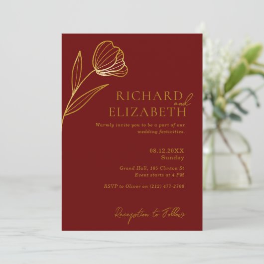 Bloemen Botanische Boho minimale bruiloft Kaart (Staand voorkant)