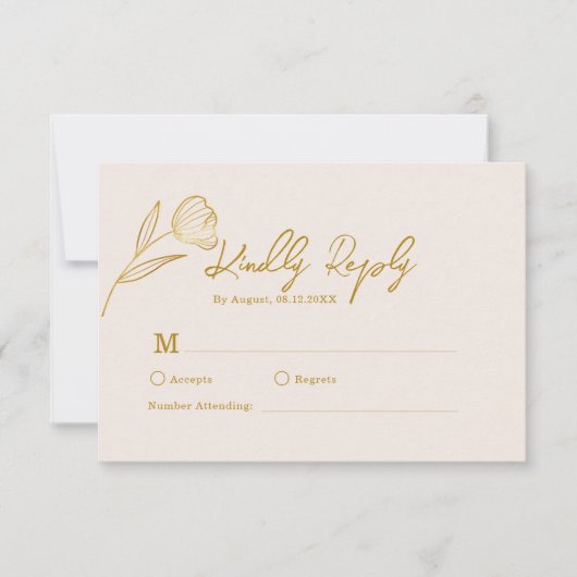 Bloemen Botanische Boho minimale bruiloft RSVP Kaartje (Voorkant)