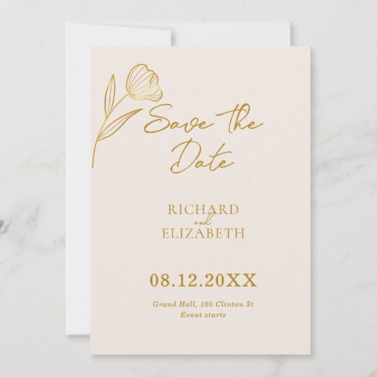 Bloemen Botanische Boho minimale bruiloft Save The Date (Voorkant)