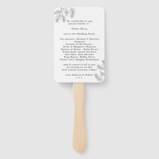 Bloemen botanische bruiloft programma fans handwaaier (Achterkant)