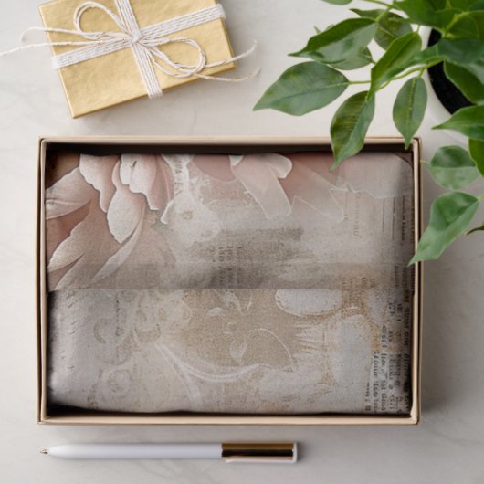 Bloemen Botanische Collage Pastel Pioenrozen Decou Tissuepapier (Geschenk)