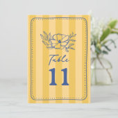 Bloemen Botanische Gele Streep Bruiloft Kaart (Staand voorkant)