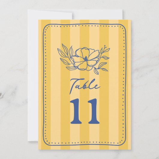 Bloemen Botanische Gele Streep Bruiloft Kaart (Achterkant)