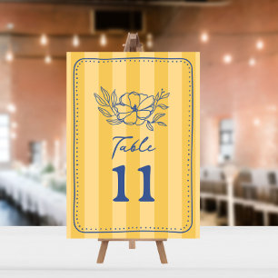 Bloemen Botanische Gele Streep Bruiloft Kaart