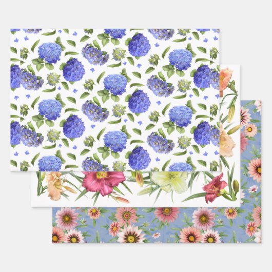 Bloemen botanische kunst patroon inpakpapier vel (Set)