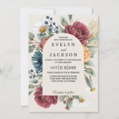 Bloemen Botanische Moderne Rustieke Boho Bruiloft Kaart (Voorkant)