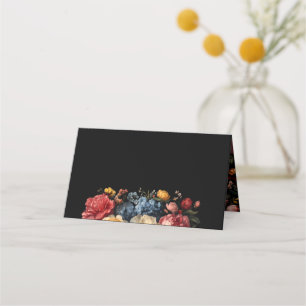 Bloemen Botanische Moody Black Wedding Plaatskaartje