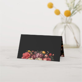 Bloemen Botanische Moody Black Wedding Plaatskaartje