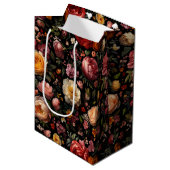 Bloemen Botanische Moody Zwart Nederlandse Fine Ar Medium Cadeauzakje (Voorkant Gekanteld)